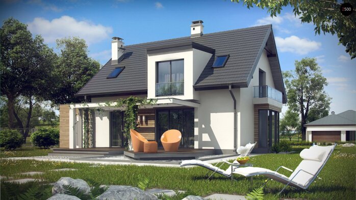 Проект дома U189 - 2 С мансардным этажом дома в Украине