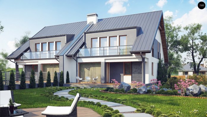 Проект дома Ub15 - 2 С мансардным этажом дома в Украине