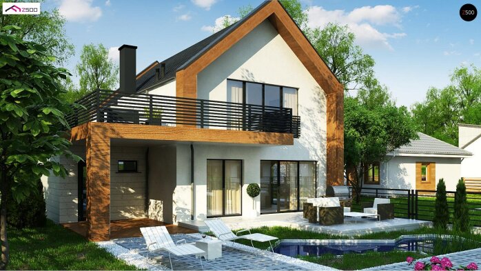 Проект дома U424 - 4 С мансардным этажом дома в Украине