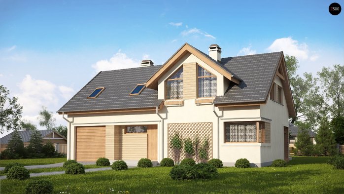 Проєкт будинку U122 v2 - З мансардним поверхом дома в Україні