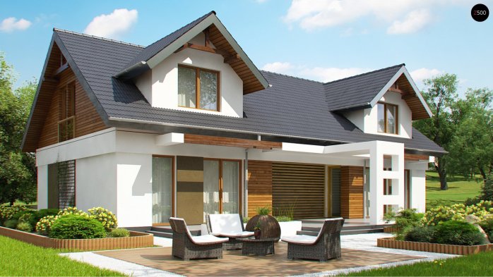 Проект дома U247 - 4 С мансардным этажом дома в Украине