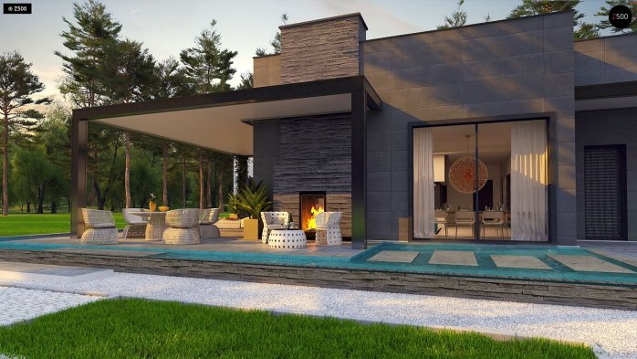 Проект дома Ux183 - 3 Одноэтажные дома в Украине