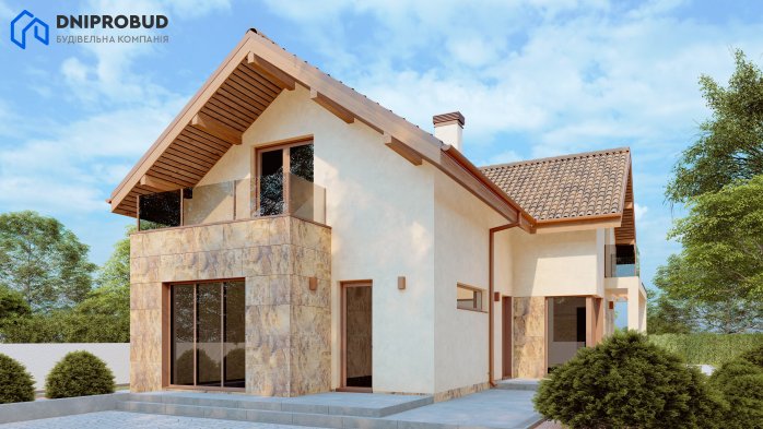 Проект дома DB 56 - 1 С мансардным этажом дома в Украине