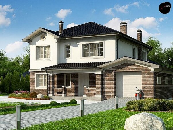 Проект дома Uu2 L + pk - 1 Двухэтажные дома в Украине
