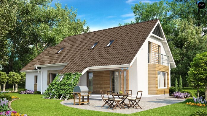 Проект дома U103 - 1 С мансардным этажом дома в Украине