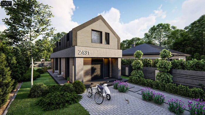 Проєкт будинку U431 v1 - З мансардним поверхом дома в Україні