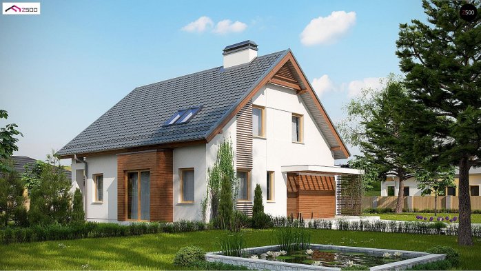 Проєкт будинку U166 GP - З мансардним поверхом дома в Україні