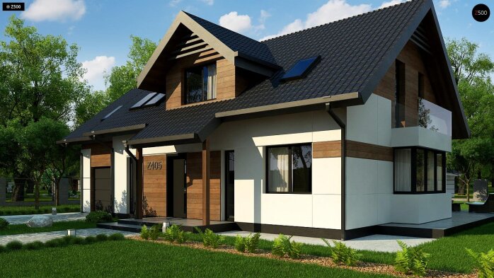 Проект дома U405 - 5 С мансардным этажом дома в Украине