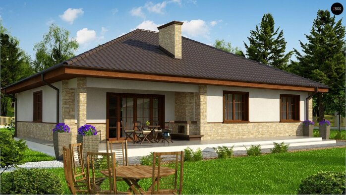 Проект дома Uu10 v1 - 2 Одноэтажные дома в Украине