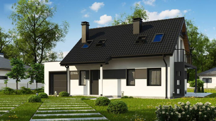 Проєкт будинку U216 GL - З мансардним поверхом дома в Україні