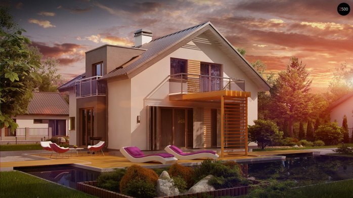 Проект дома U245 - 1 С мансардным этажом дома в Украине