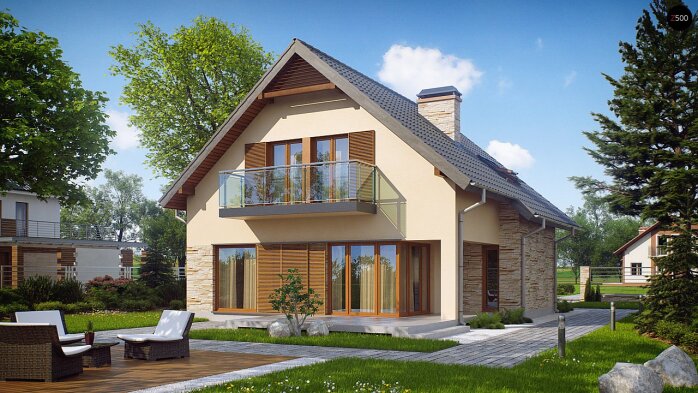 Проєкт будинку U134 - З мансардним поверхом дома в Україні
