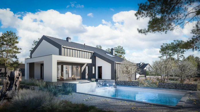 Проект дома U458 B sm - 3 Одноэтажные дома в Украине