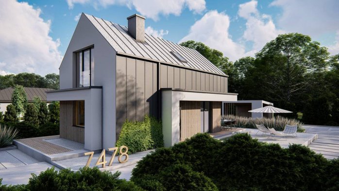 Проєкт будинку U478 PK - З мансардним поверхом дома в Україні