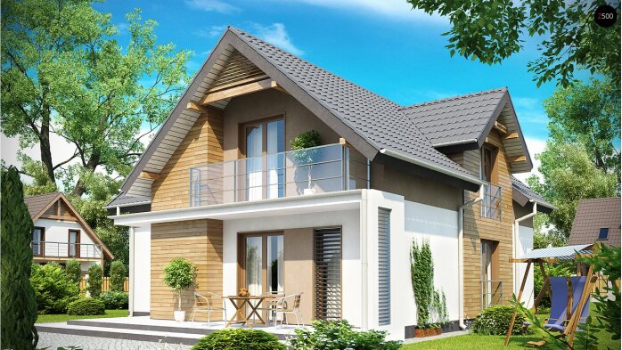 Проект дома U197 - 3 С мансардным этажом дома в Украине