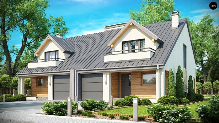 Проект дома Ub4 - 1 С мансардным этажом дома в Украине