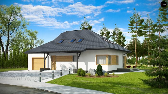 Проект дома U56 A - 2 С мансардным этажом дома в Украине