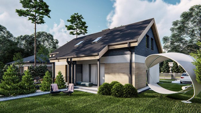 Проект дома Ub47 - 5 С мансардным этажом дома в Украине