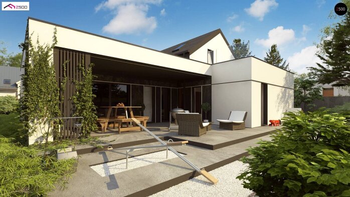 Проєкт будинку U457 - З мансардним поверхом дома в Україні