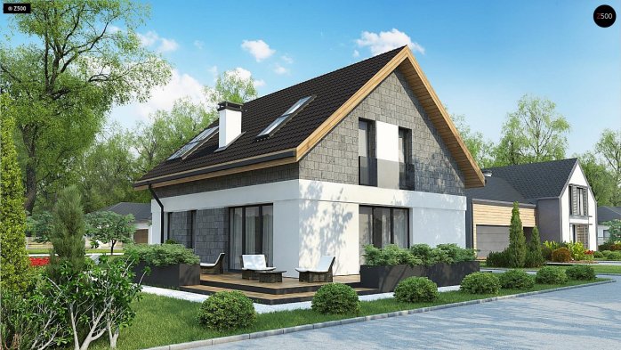 Проєкт будинку U371 - З мансардним поверхом дома в Україні