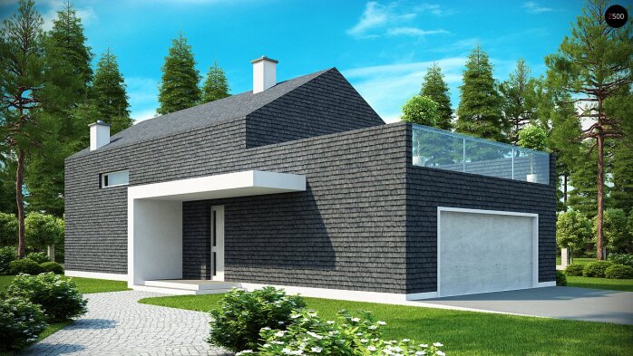Проєкт будинку Ux40 - З мансардним поверхом дома в Україні
