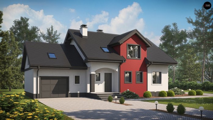 Проект дома U28 GL - 1 С мансардным этажом дома в Украине