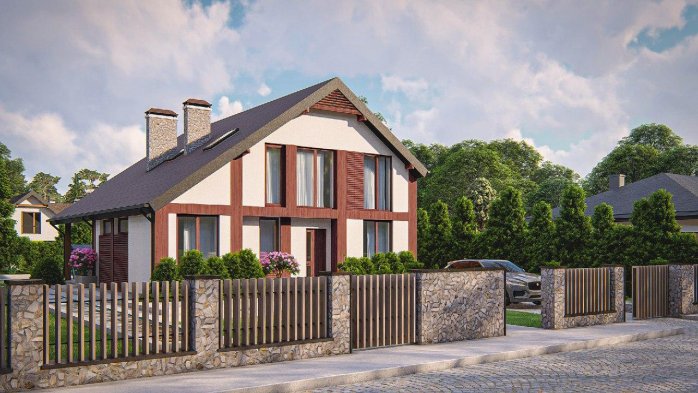 Проект дома Uu50 - 2 С мансардным этажом дома в Украине