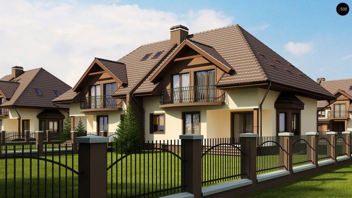 Проект дома Ub1 - 2 С мансардным этажом дома в Украине