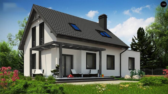 Проєкт будинку U212 GL - З мансардним поверхом дома в Україні