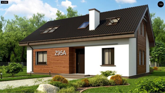 Проект дома U95 A - 1 С мансардным этажом дома в Украине