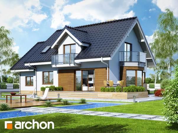 Проєкт будинку Будинок в рододендронах 6 (A) вер.2 - З мансардним поверхом дома в Україні