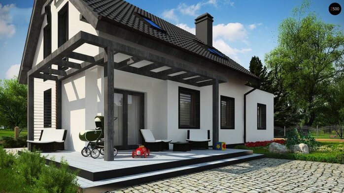 Проєкт будинку U212 GL - З мансардним поверхом дома в Україні