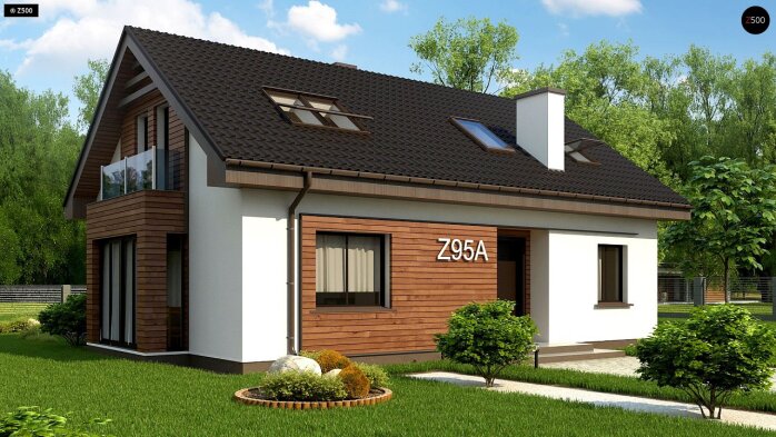 Проект дома U95 A - 4 С мансардным этажом дома в Украине