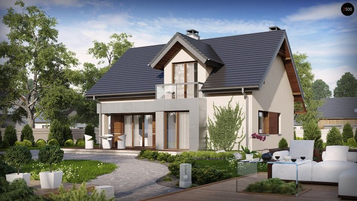 Проект дома U89 - 1 С мансардным этажом дома в Украине