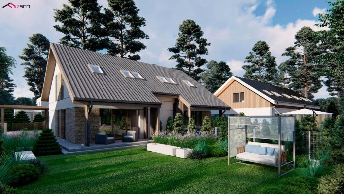 Проєкт будинку Ub42 el - З мансардним поверхом дома в Україні