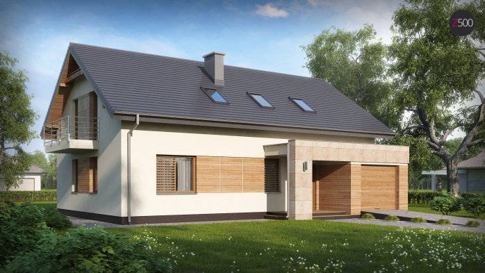 Проєкт будинку Ux38 v1 - З мансардним поверхом дома в Україні