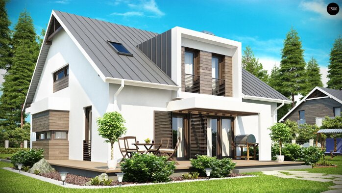 Проєкт будинку U116 - З мансардним поверхом дома в Україні