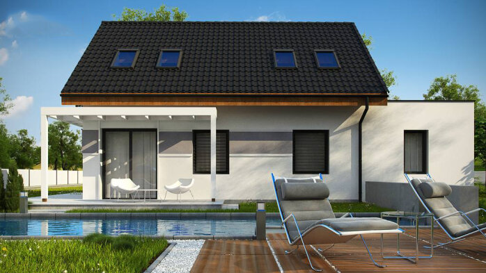 Проєкт будинку U216 GL - З мансардним поверхом дома в Україні