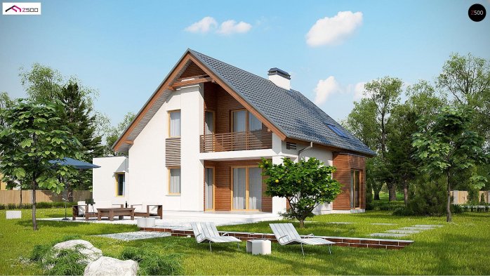 Проєкт будинку U166 GP - З мансардним поверхом дома в Україні