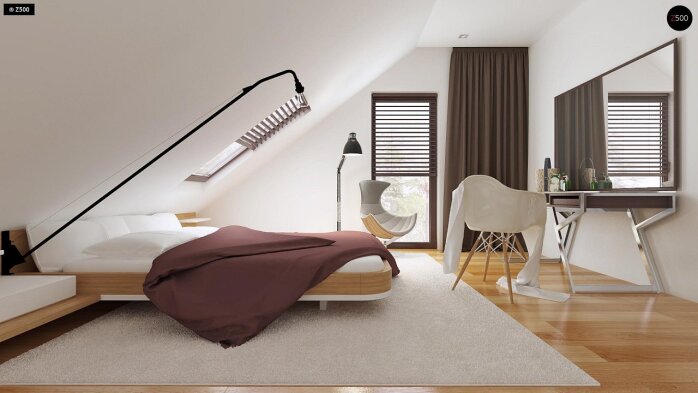 Проект дома U101 L h+ - 9 С мансардным этажом дома в Украине