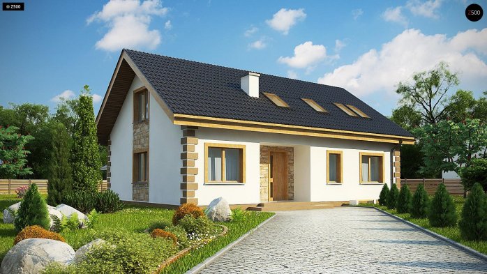 Проект дома U343 - 1 С мансардным этажом дома в Украине