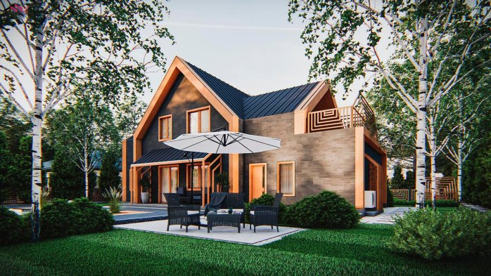 Проект дома U555 - 4 С мансардным этажом дома в Украине