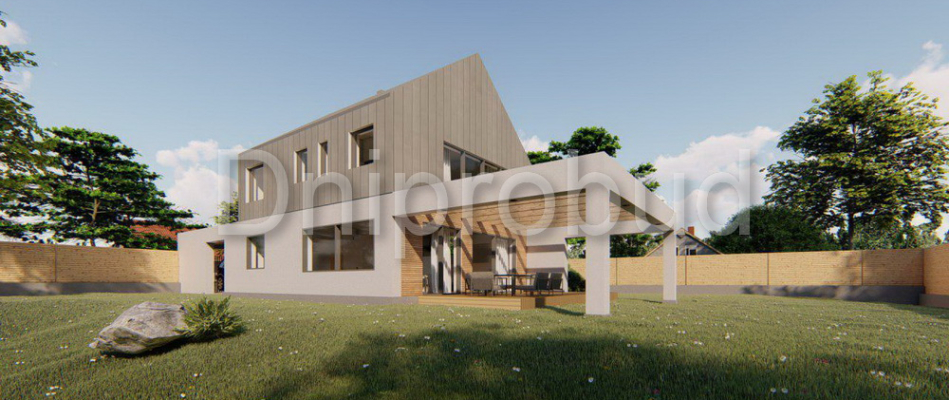 Двоповерховий будинок з фальцевою покрівлею (Чехова)