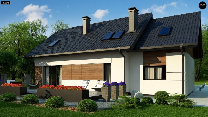 Проект дома U405 - 1 С мансардным этажом дома в Украине