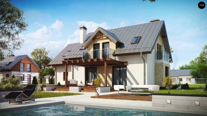 Проєкт будинку U263 + - З мансардним поверхом дома в Україні