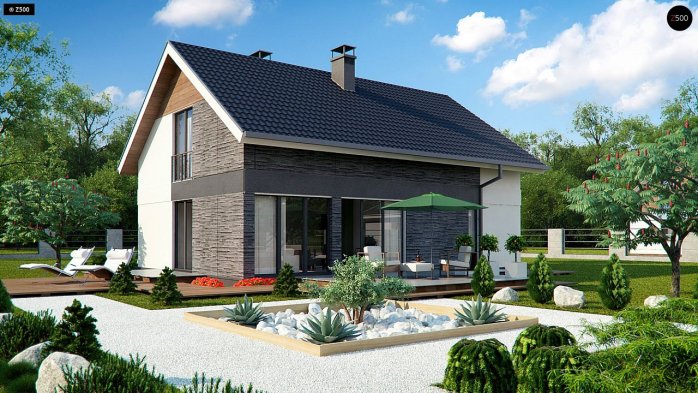 Проєкт будинку U394 - З мансардним поверхом дома в Україні