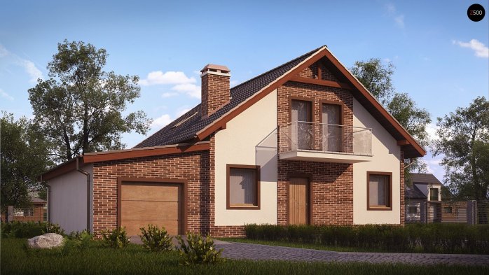 Проект дома U63 L GL - 1 С мансардным этажом дома в Украине