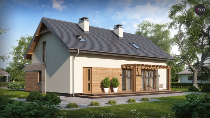 Проєкт будинку Ux38 v1 - З мансардним поверхом дома в Україні