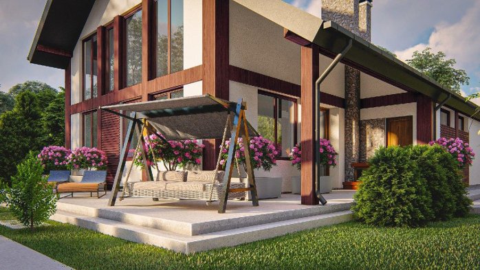 Проект дома Uu50 - 4 С мансардным этажом дома в Украине