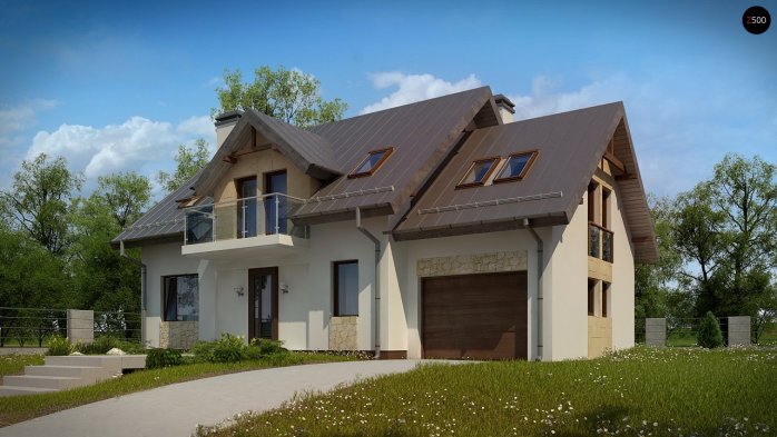 Проєкт будинку U263 - З мансардним поверхом дома в Україні